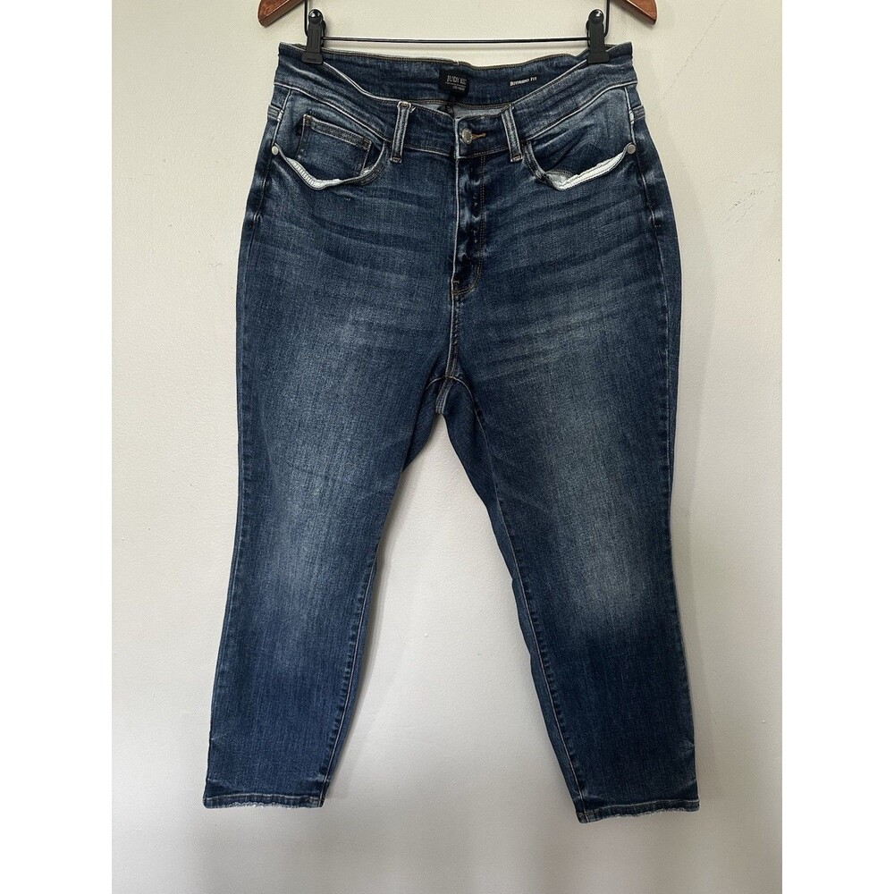 Judy Blue Boyfriend Blue Denim Jeans Plus Size 16W 5-Pocket Button Zip